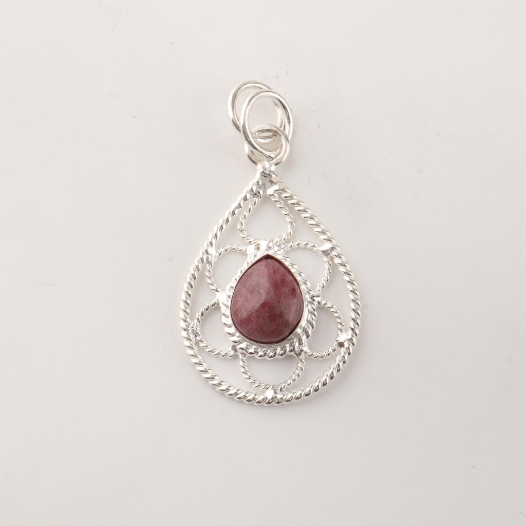Black Rhodonite Gemstone 925 Sterling Silver Designer Jewelry pendant 1.40" For Anniversary Gift PP-19-22