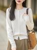 36-Count Fine Spun 100% Wool Machine Washable Round Neck Cardigan - Simple Style, Solid Color, Lightweight Knit for Spring