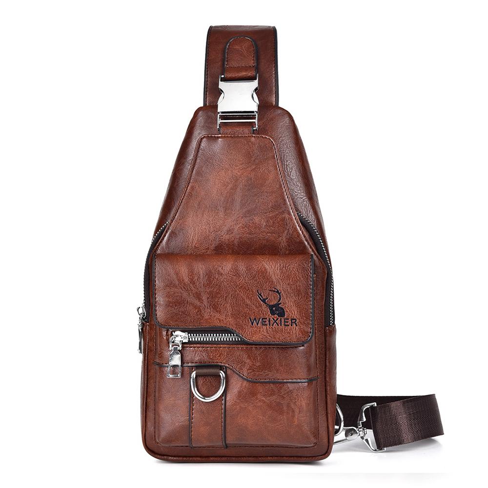 WEIXIER Sling Bag für Damen und Herren, Leder, Crossbody, Schultertasche, Brusttasche, Sling-Rucksack, Reisetasche