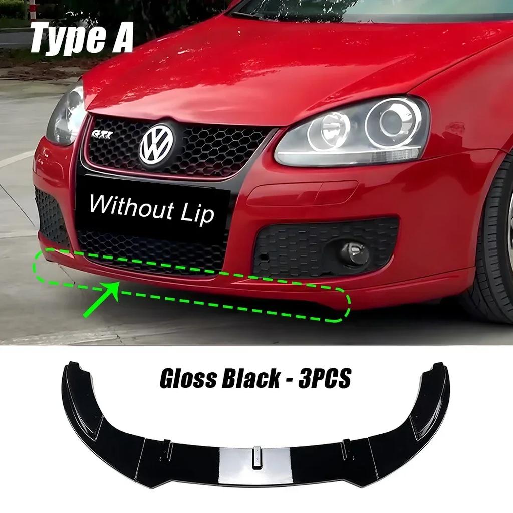 Gloss Black Car Front Bumper Lip Splitter For Volkswagen Golf 5 MK5 GTI 2005-2008 Tuning Bumper Protector Cover Trims Body Kits