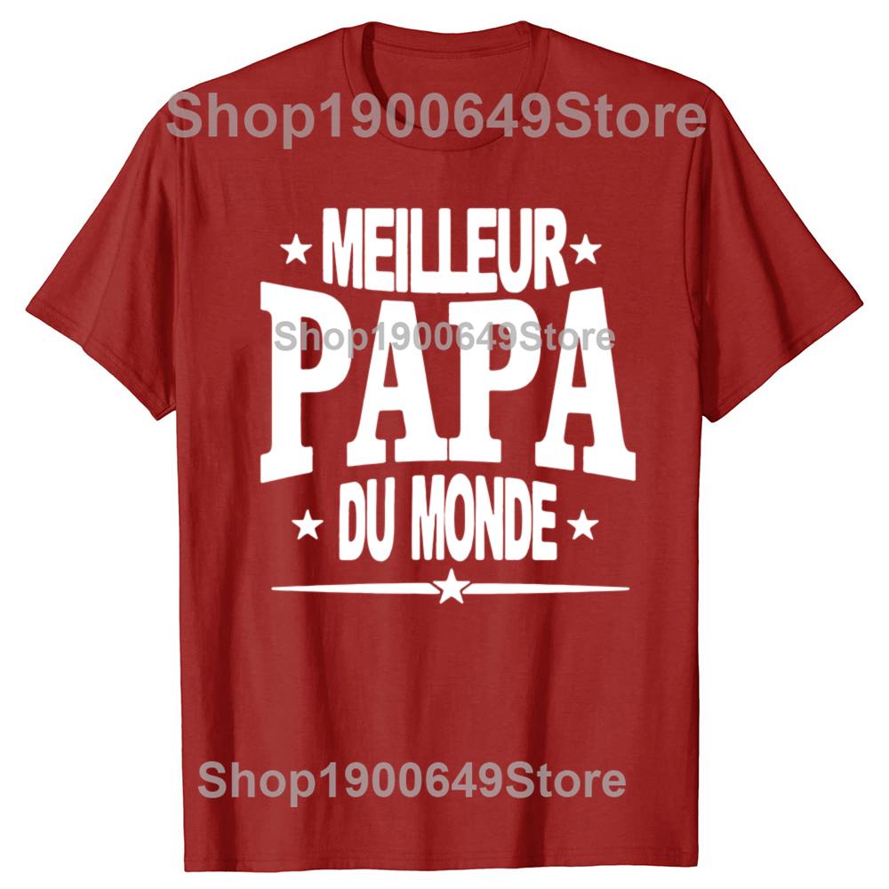Funny World Best Dad French Graphic Fashion New Cotton Short Sleeve T Shirts ONeck Harajuku Father Dad Tshirt PAPA