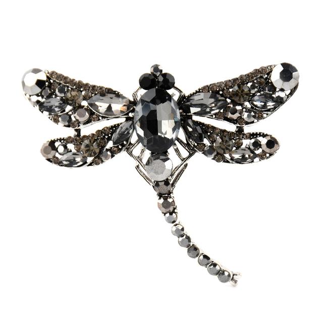 

Ретро Большие Хрустальные Броши Стрекозы Женские Цветные Сплавы Насекомые Брошь Булавки Подарки серый