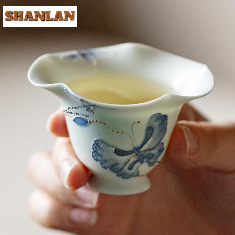 40ml Hand Drawn Butterflies Teacup Ancient Tea Bowl Tea Pair Tea-tasting Personal Cup Jianzhan Master Cups Tea Ceremony Supplies