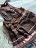Japanese Sweet Lolita JSK Dress Heart Button Bow Detail Brown Pink Chocolate Plaid Decoration Harajuku Subculture Kawaii Outfit