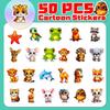 50 Cartoon Big-Eyed Animal Stickers: Cute Small Animal Graffiti Collection