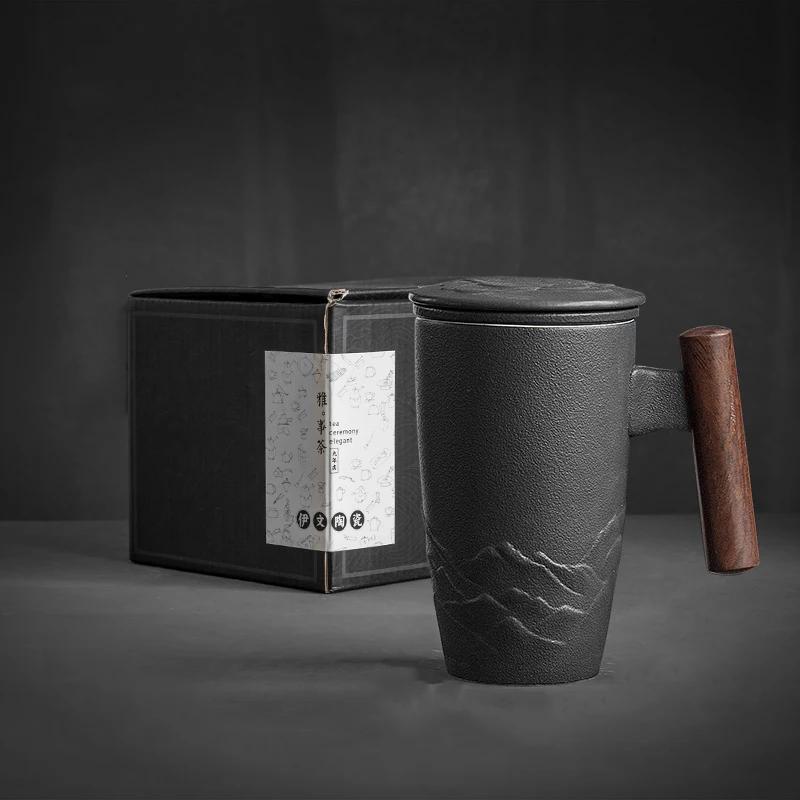 

Vintage Mugs Ceramic Coffee Cup Large Capacity with Lid Mug Filter Handmade Office Luxury Cups Good Teaware Personalized Gift 301-400ml