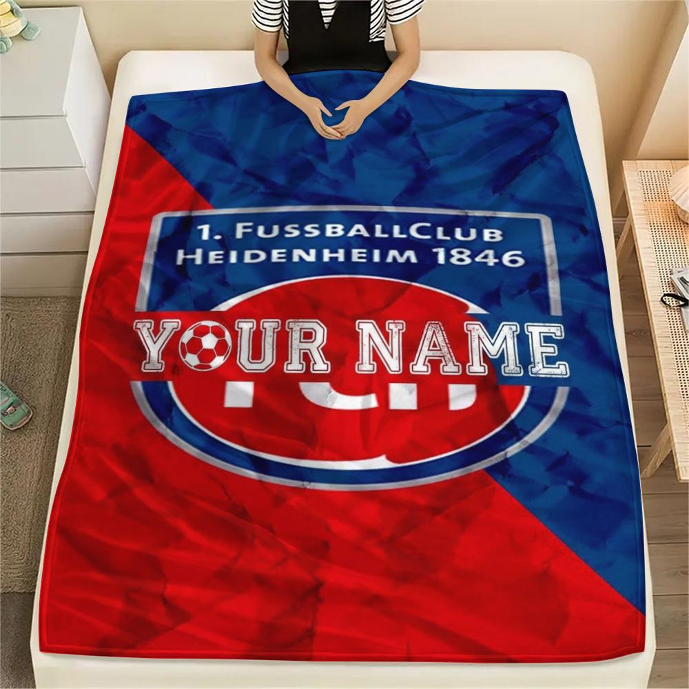 1 Stück FC Heidenheim Wappen Benutzerdefinierter Name Gemustert Flanelldecke Geeignet für Alle Jahreszeiten Für Heimdekoration Wärme Und Komfort Geschenke Feiertagsgeschenk