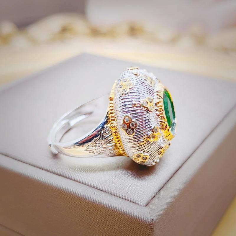 BELLA BOX Italy Bratti Woven Engraved Gold Craft Two-color Gold Ruby Ring Suitable For Women Wedding Banquet Wear