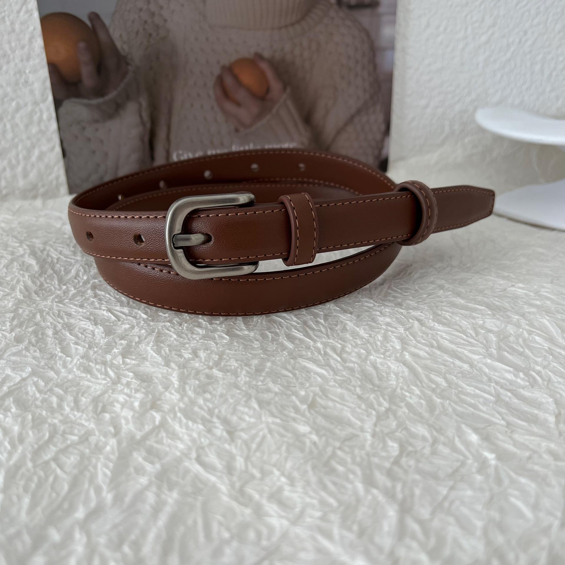 

Elegant Womens Vintage Leather Belt Made With Premium Genuine Cowhide Ideal For Fashionable Looks Denim 110cm коричневый