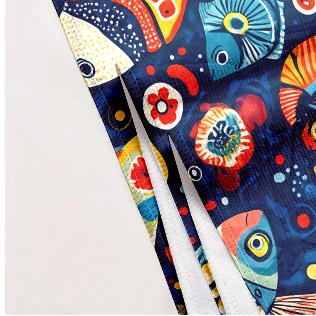 Tropical Ocean Colorful Fish Theme polyester microfiber beach towel is highly absorbent, suitable for swimming and beach outings