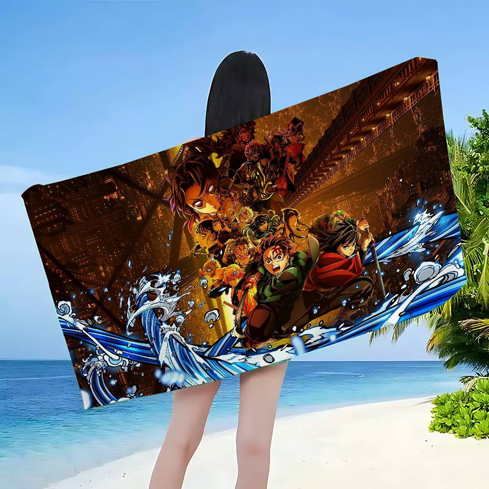 Anime Demon Slayer Beach Towel Colorful Bath Towels For Girl Microfiber Quick Dry Sand Free Beach Yoga Spa Gym Pool