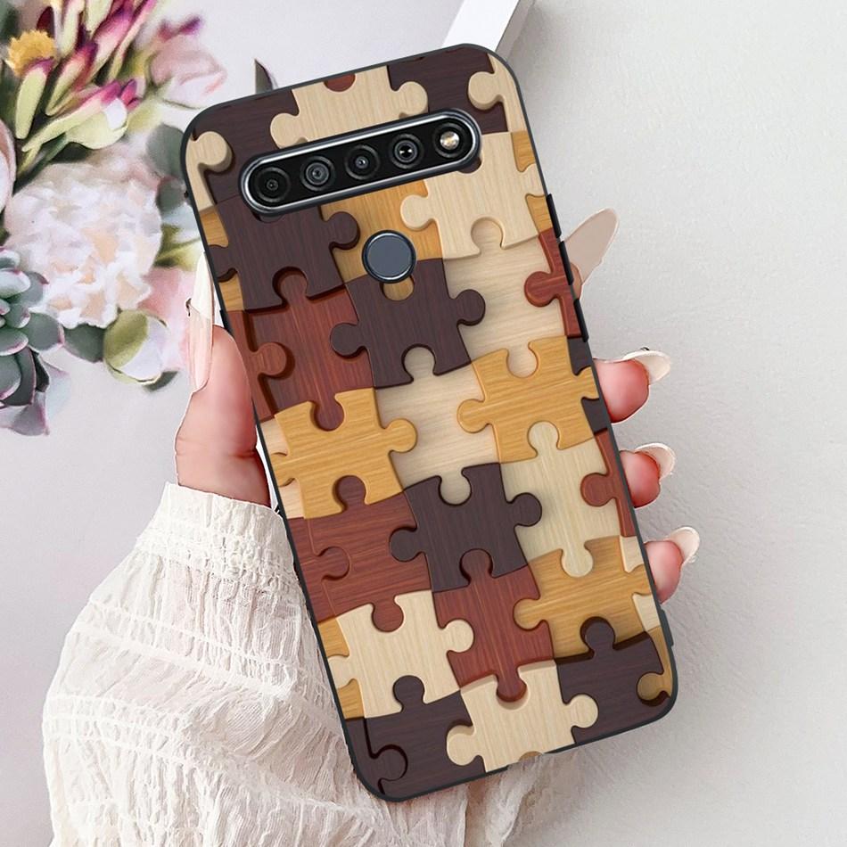 For LG K41S K51S 2020 Elegant Floral Cat Printed Phone Case For LG K41S K51S LM-K410 LM-K510 Black Silicone Soft Cases