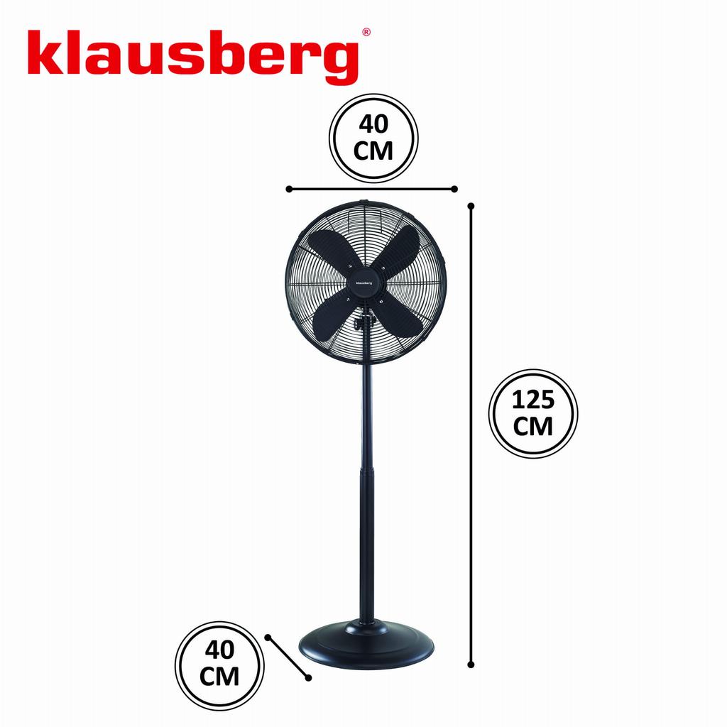 Wentylator stojący podłogowy 40cm 50W metalowy KLAUSBERG KB-7860  Czarny