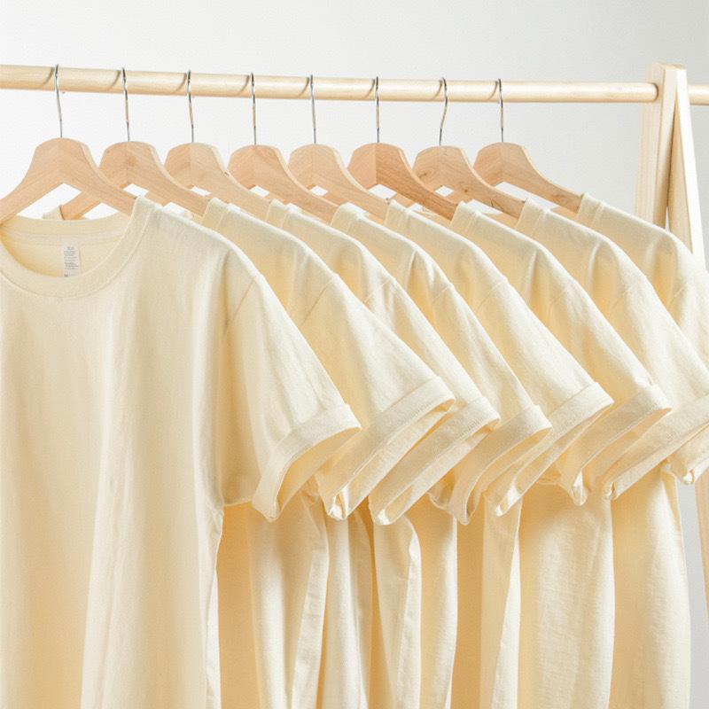 Heavy Cotton Short-sleeved T-shirt Men's Loose Solid Color Bottoming Shirt Top Summer Men's and Women's Same T-shirt