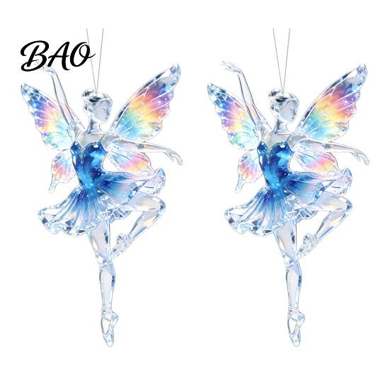 Backpack Bag Charms 2Pcs Glitter Ballet Girl Keychain, 2D Acrylic Hanging Pendant for Backpack, Sparkling Holiday Party Decorations Dancer Car