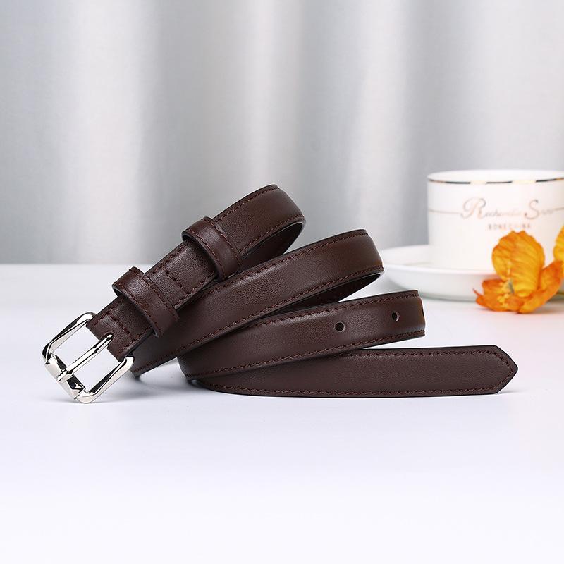 1.8Cm Small Fresh Leather Belt For Women, Korean Version Of Trendy Versatile Pure Cowhide Belt, College Style Thin Belt For Women
