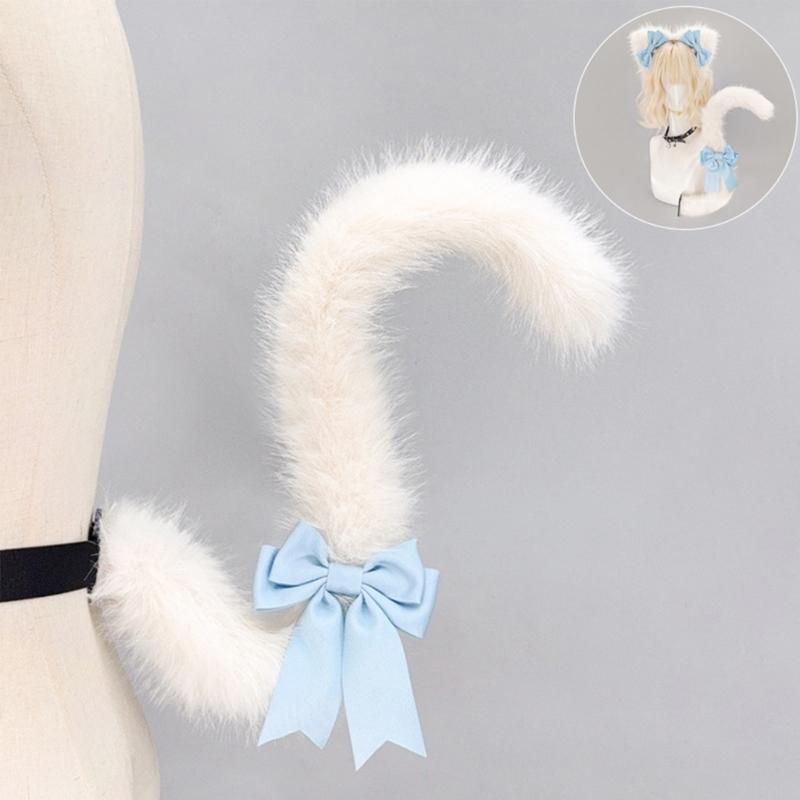 Themed Party Ear Headband with Soft Plush Texture, Ribbon Detail and Hanging Charm for Costume Styling and Photos