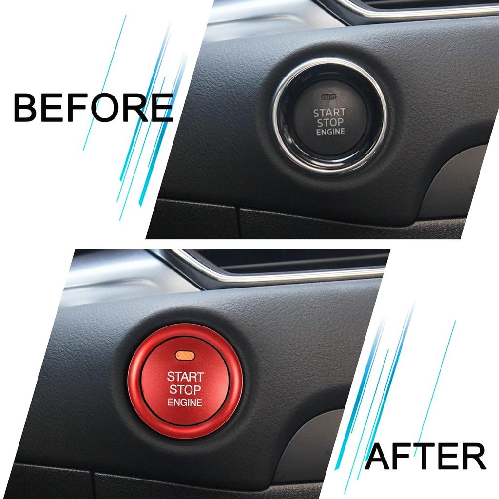 TOMALL Aluminum Engine Start Stop Push Button Cover Trim Compatible with Mazda CX-3, CX-5, MX-5 Car Keyless Engine Ignition Start Button Cap