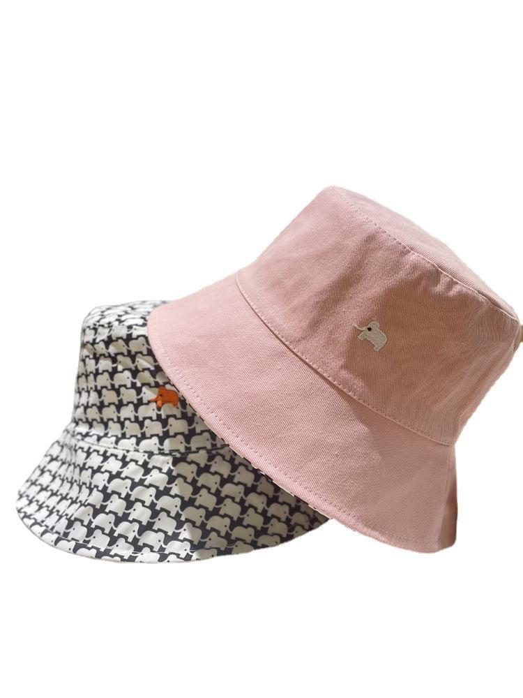 Elephant Embroidered Charming Fishing Cap Women Versatile Sun Protection Uv Protection Sun Hat Korean Style Casual Bucket Ch Hat
