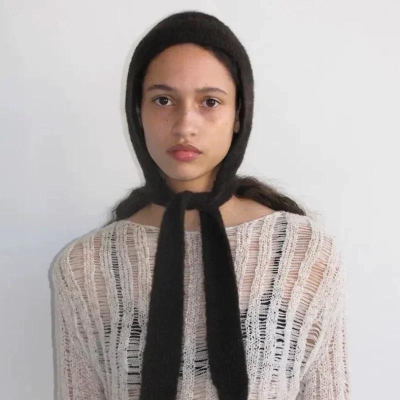 1Pc Wool Warm Knitted Winter Ear Protection Retro Cotton Blends Balaclava Hat Scarf