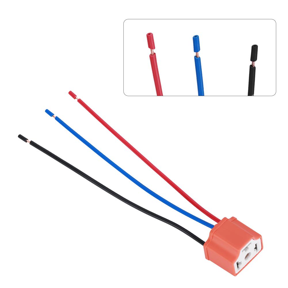 H4   9003 Female Ceramic Headlamp Wiring Harness Plug Socket Connector Adapter Filament Wire
