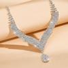 2Pcs Fashionable Rhinestones Necklaces Earrings Jewelry Set Women'S Wedding Accessories Gift