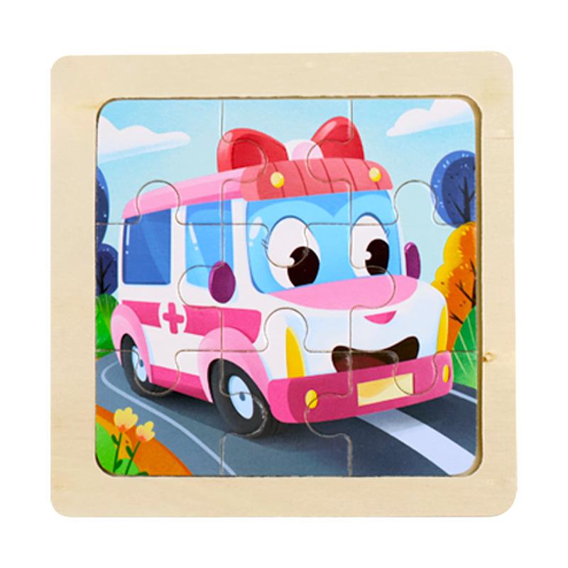 Small Children's 9-piece Wooden Plane Puzzle Cartoon Animation Puzzle Baby Educational Early Education Toy