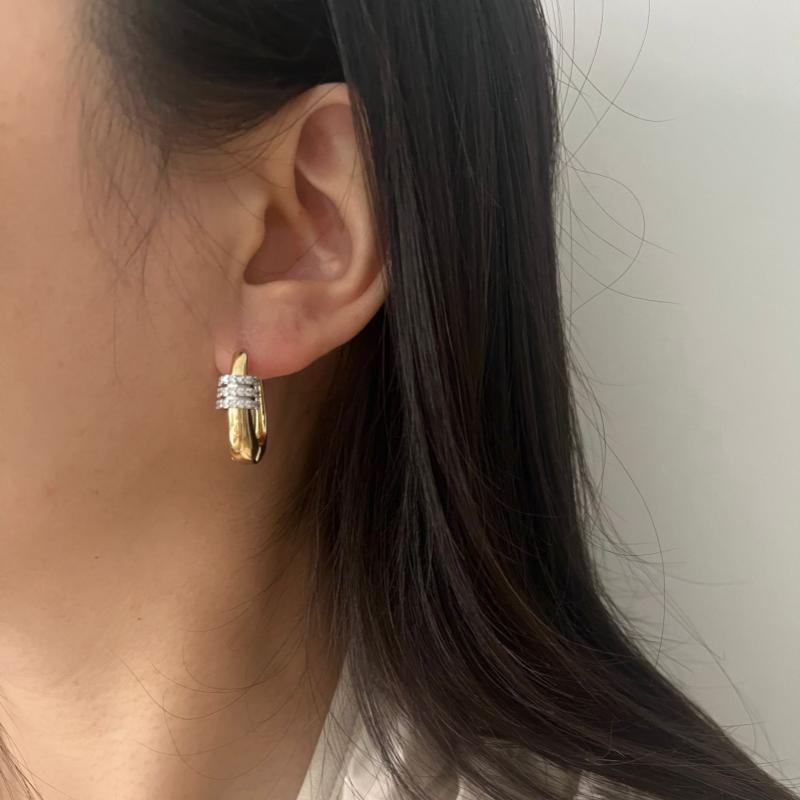 French new fashion jewelry two-tone plated water drop zircon geometric earrings elegant women's daily work bright accessories