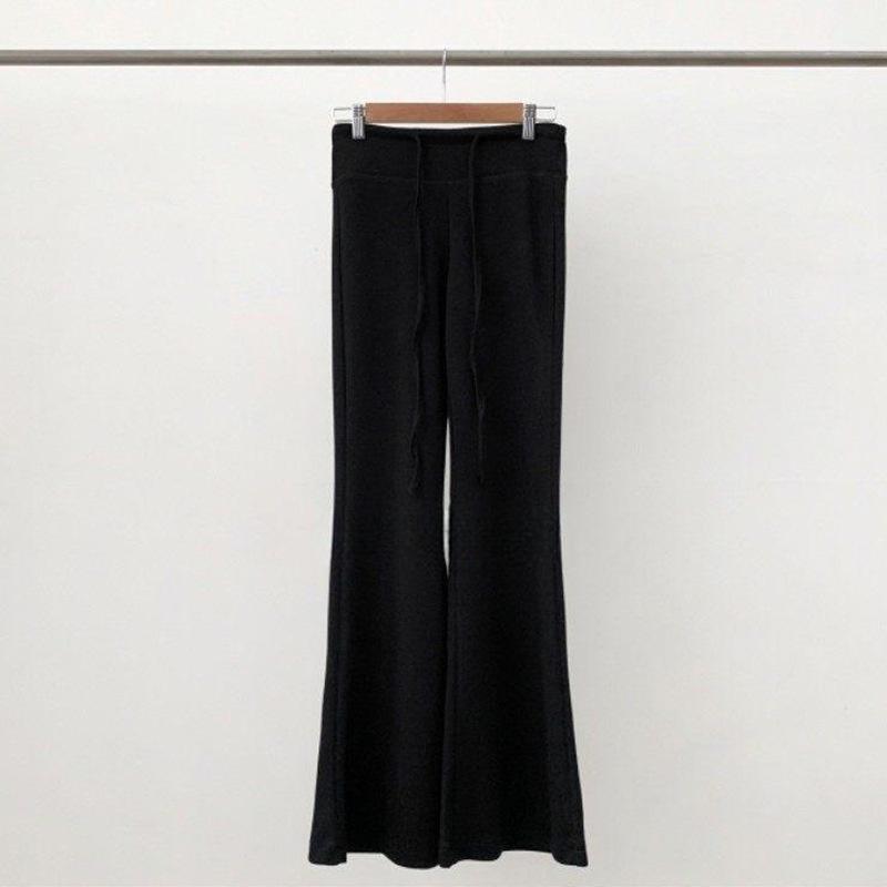 

Korean Style Versatile Lace-up Micro-Flare Slimming Pants for Women One Size чорний