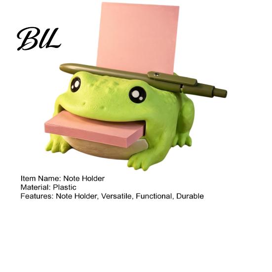 Work Desk Setup Frog Note Holder, Creative Organizer with Pen Stand And Memo Storage Dispenser, Cute Animal Stationery Case for Office Home Workspace