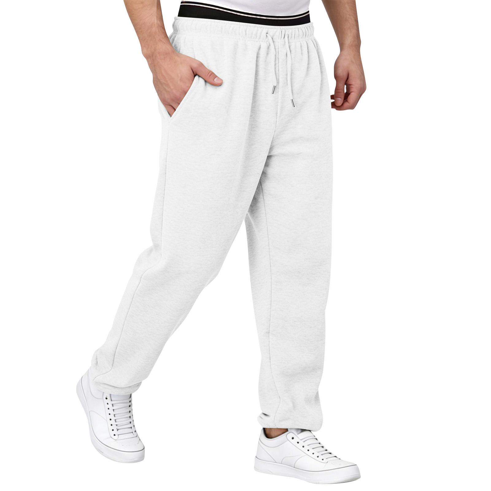 

Men s Drawstring Trendy Loose Casual Sports Straight Leg Trousers XL білий