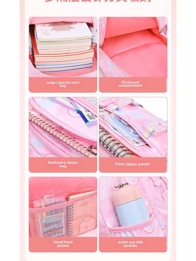 2023 Waterproof Lightweight Backpack for Girls, Ages 1-6, with Spine Protection, Large Capacity