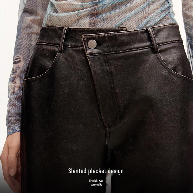 VEROMODA Women's High-Waist PU Straight Pants