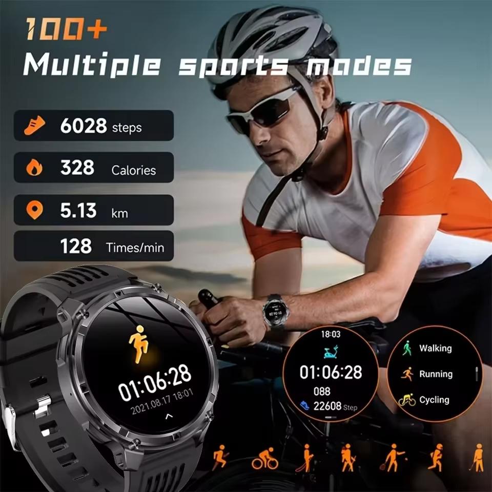 2026 New 1100mAh Battery Smart Watch GPS Path 5ATM Waterproof Sports Run Tracker Outdoors Compass Military Smartwatch