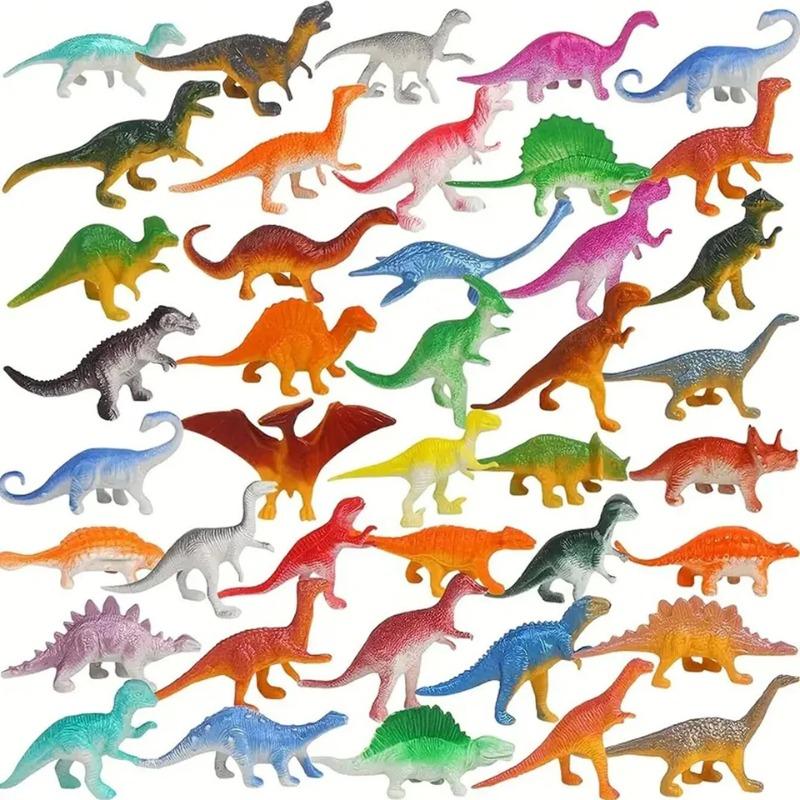 48Pcs Mini Dinosaur Figures Set Small Animal Models Realistic Simulation Educational Kids Toys Birthday Gift for Boys Play