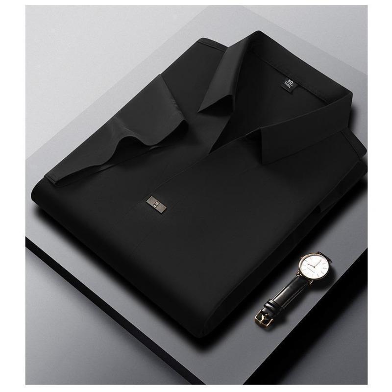 New Men's Casual and Fashionable Solid Color Short Sleeved Business Polo Shirt Comfortable Summer T-shirt