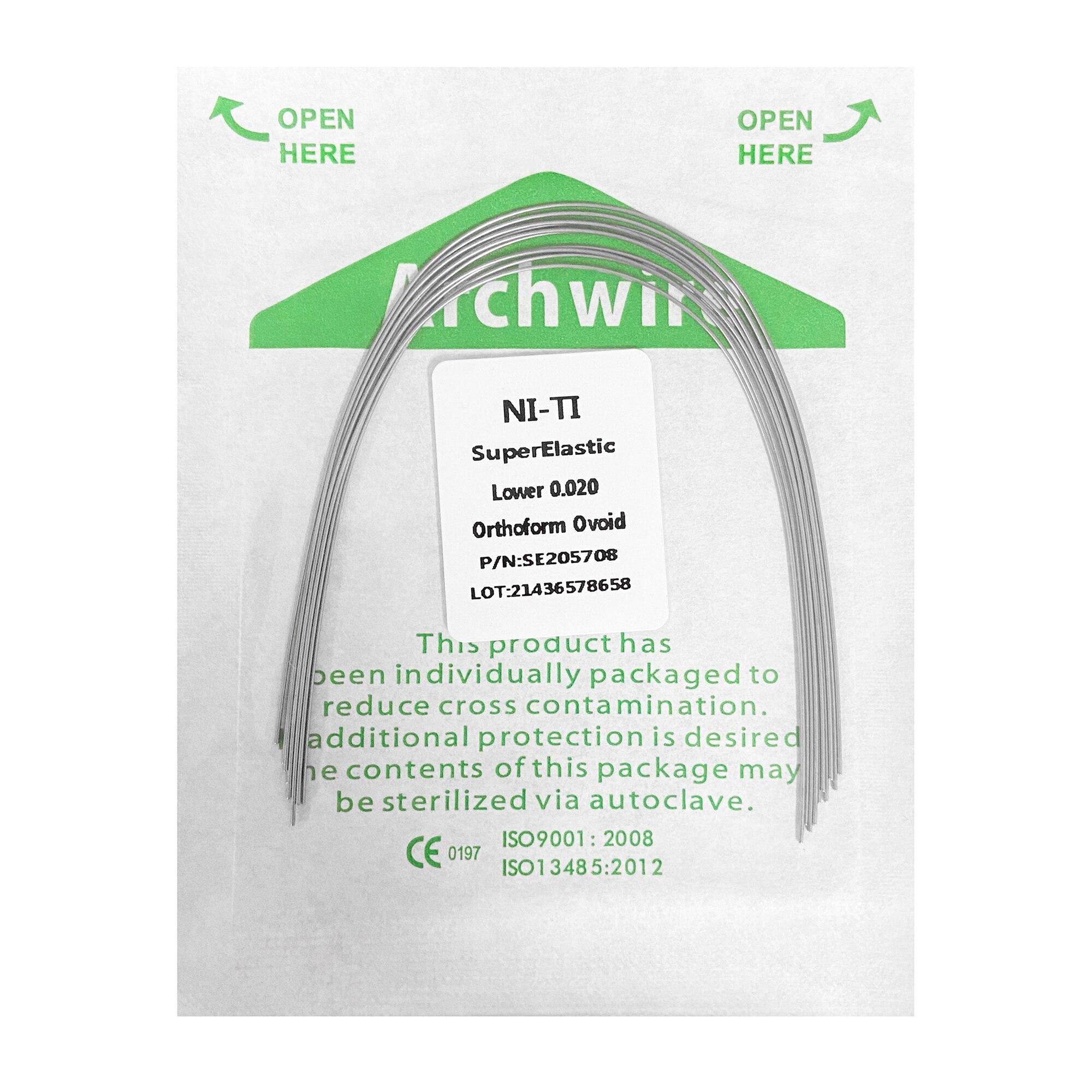 

10 шт./упак. ортодонтические стоматологические суперэластичные овоидные нити круглые/прямоугольные арочные проволоки стоматологические нити арочные проволоки Ovoid 020 Lower