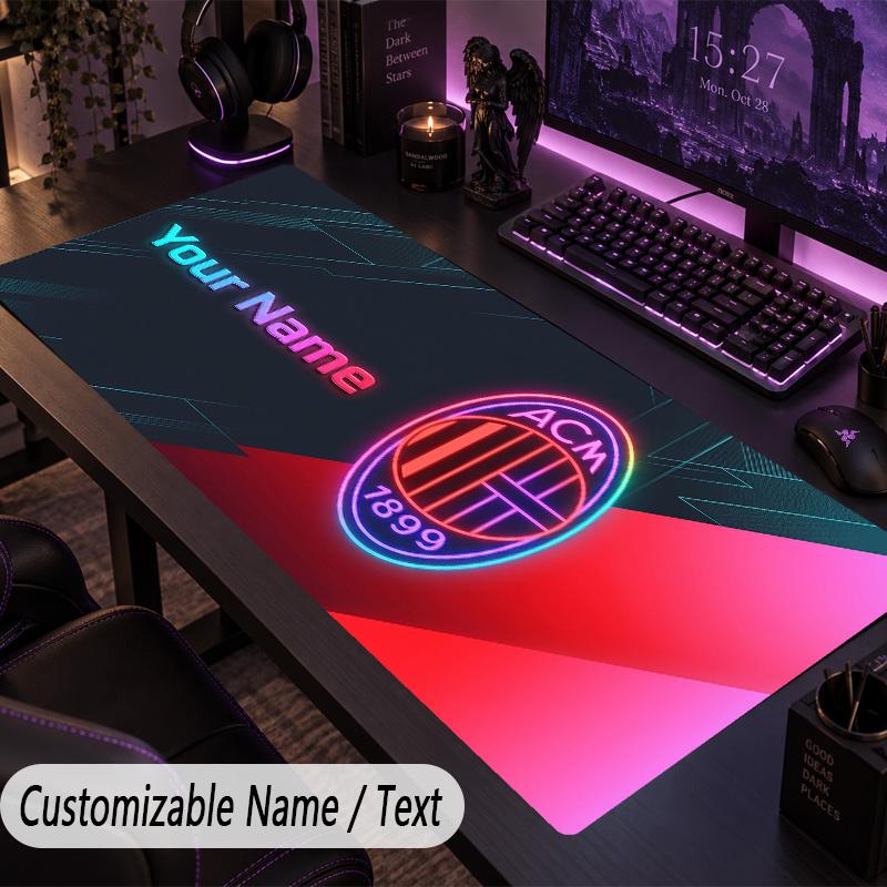 Large Mouse PadAC Milan Custom Name Text Personalized Desk Mat Non Slip Gaming Pad