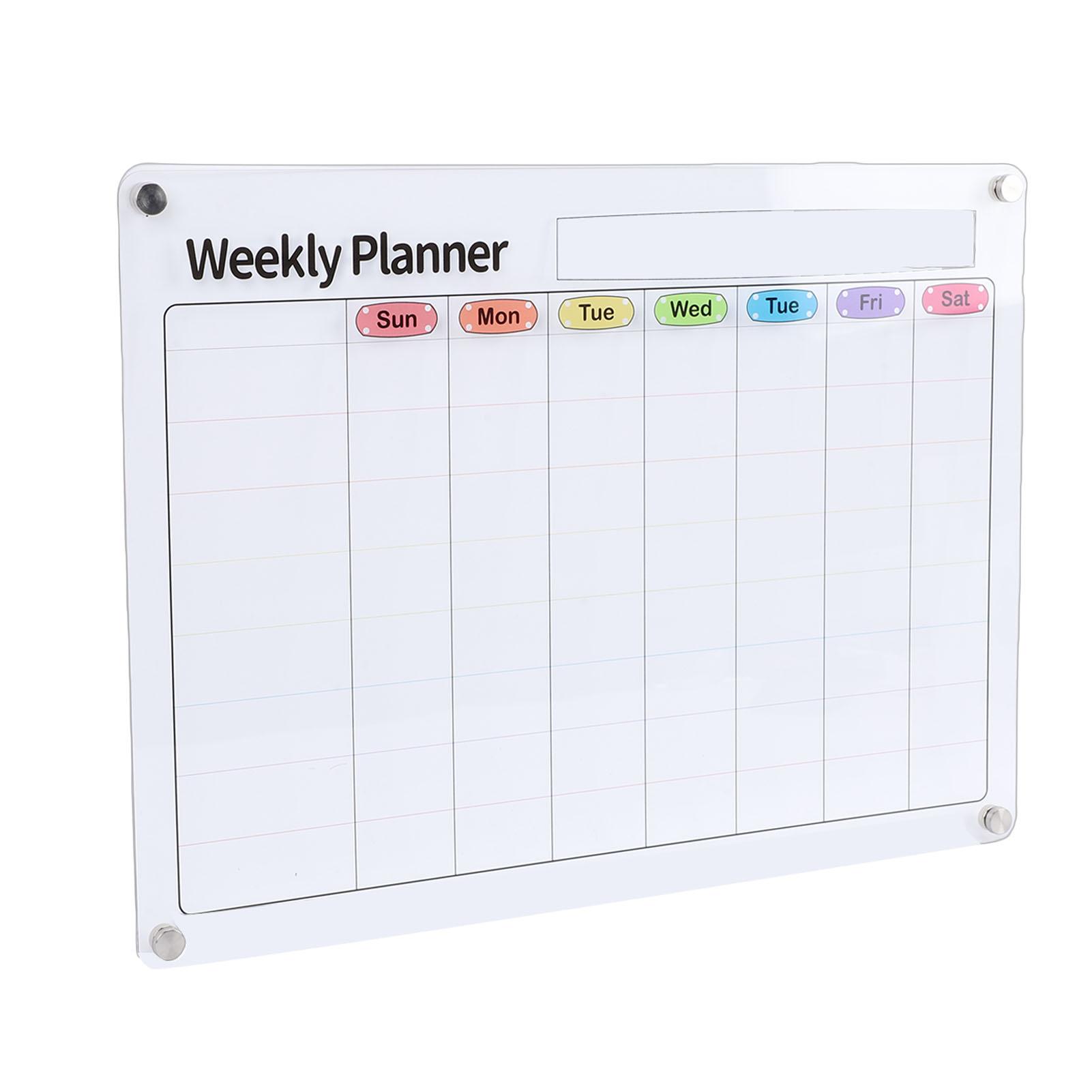 

Acrylic Weekly Planner Transparent Colorful Magnetic Weekly Planning Board Memo Board for Home