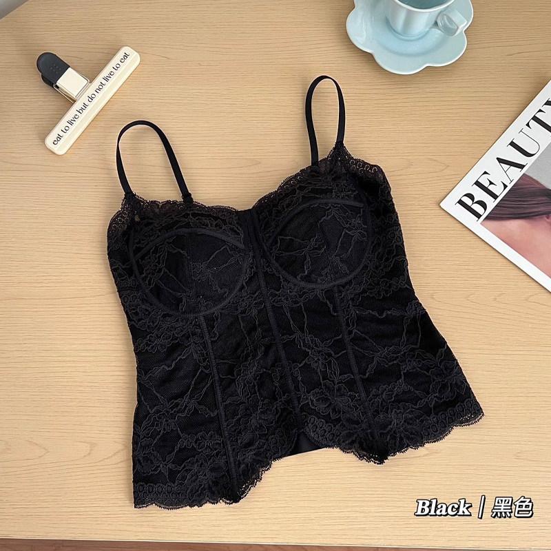 French Fishbone Lace Beautiful Back Sling Vest Thin Shoulder Strap Integrated Can Be Worn Outside Bra Versatile Slim and Thin Underwear