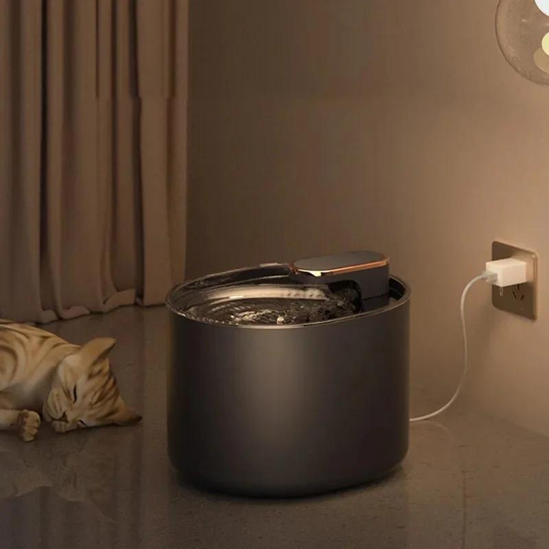 Automatischer Trinkwasserspender für Haustiere, intelligente Abschaltung, wiederaufladbarer Wasserspender für Katzen, Futterspender für Hunde und Katzen