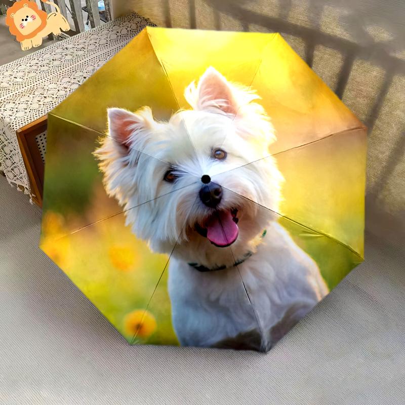 1PC Cute Dog Pet Puppy Umbrella Portable Folding Umbrella Iron Frame Hole Bone Structure Outdoor Home Umbrella A11