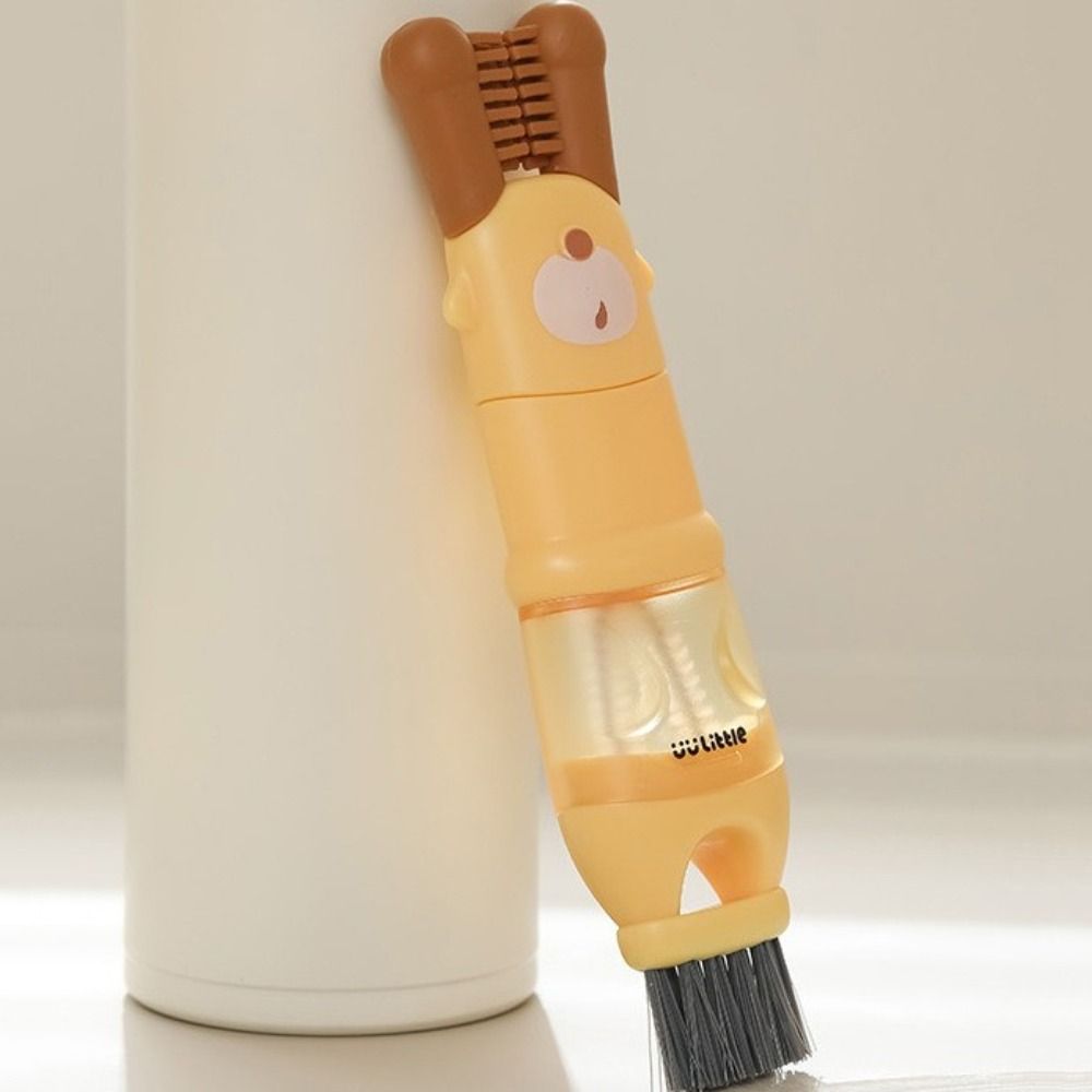2 Pieces Cartoon Lid Cleaning Brush Efficient Bottle Gap Brush Durable Cup Cleaning Brush  Cup Gap
