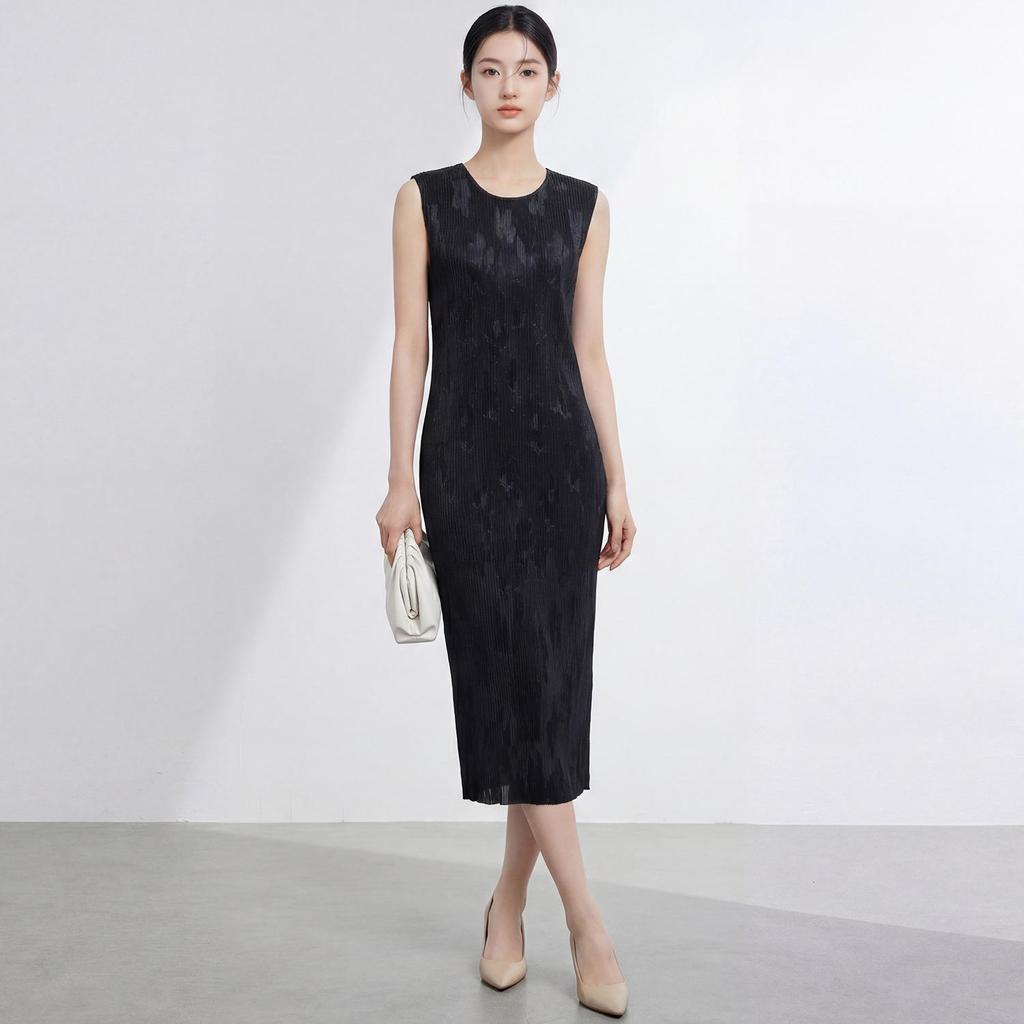 2026 Summer High-End Socialite Goddess Style Sleeveless Miyake Dress