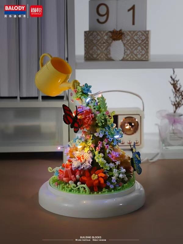 Creative Sea Of Flower Valentine's Day Rose Violet Building Block Home Decor Anime Creative Gift Toy 1095pcs