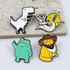 Cute Cartoon Animal Brooch - Denim Cat, Moon Rabbit Metal Badge for Backpacks