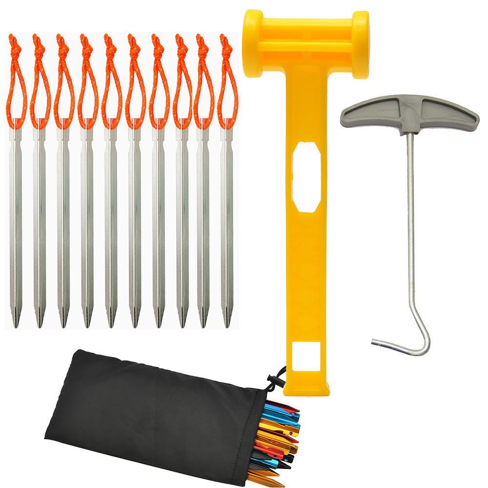 Ultra-light Aluminum Camping Tarp Set: Tent Stakes, Windproof Rope & Buckles, 18cm Triangular Ground Stakes