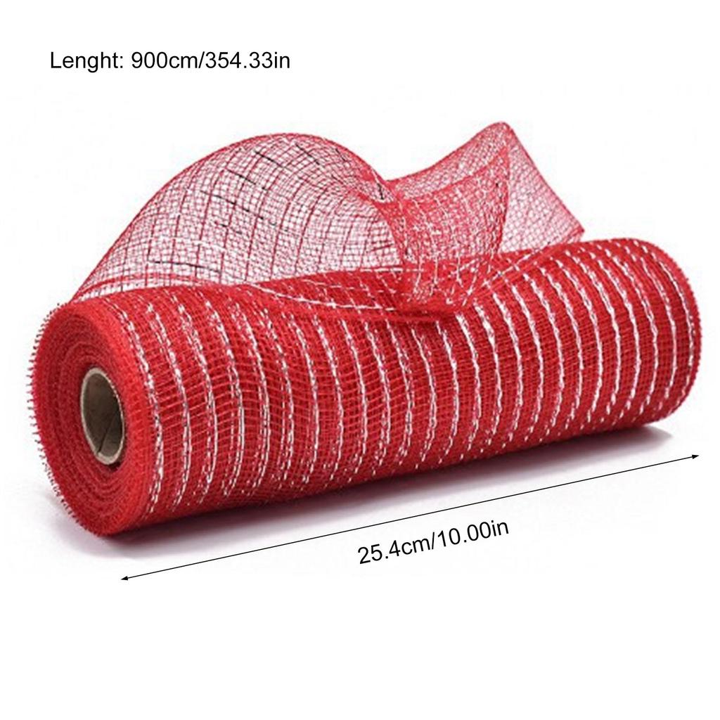 Deco Net Ribbon 10 Inchx10Yard Metallic Poly Deco Net Ribbon For Christmas Wreath Crafting Wrapping Home Decoration