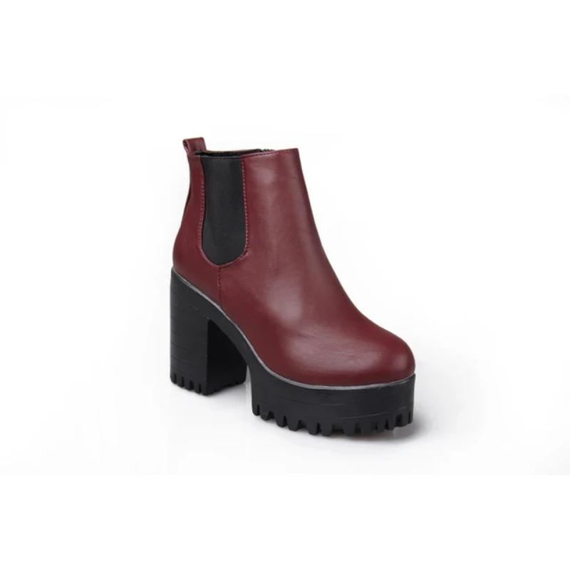 Botas Mujer Moda Cizme Femei Cu Toc Pătrat Platforme Zapatos Mujer Piele Pu Cizme cu Pompă înaltă pe coapsă Pantofi Moto Negru Roșu