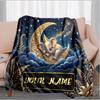 1PC Custom Name Elegant Elephant Moon Night blanket versatile,all-season throw suitable for the living room,bedroom,camping,travel,and gift